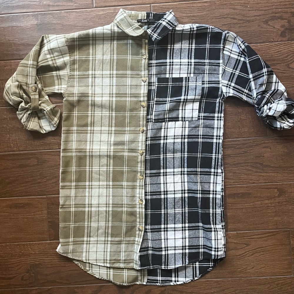 Long split colored flannel